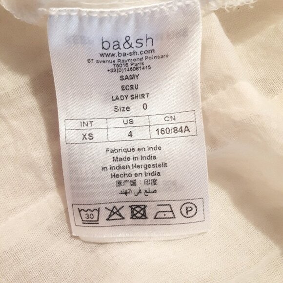NEW ba&sh 100% Cotton Samy Blouse White Ecru XS, 0 - Picture 9 of 11